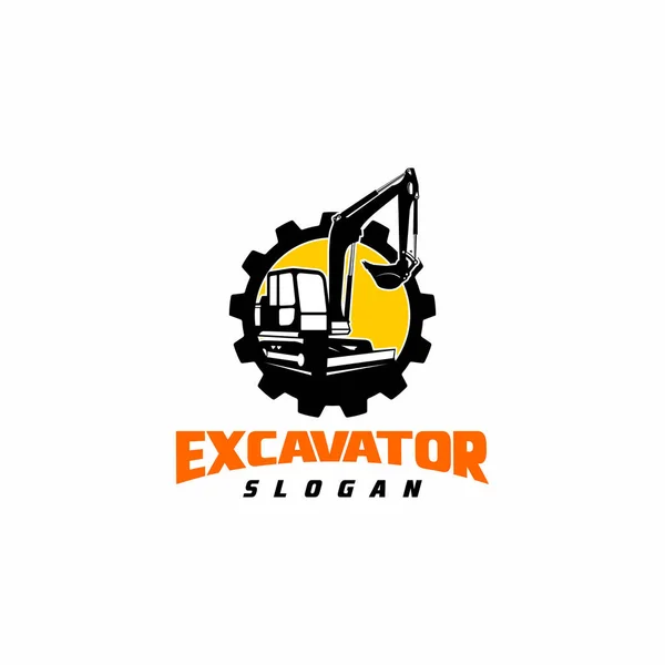 Excavator Silhouette Vector Logo Template Konstruksi Ilustrasi Vektor - Stok Vektor