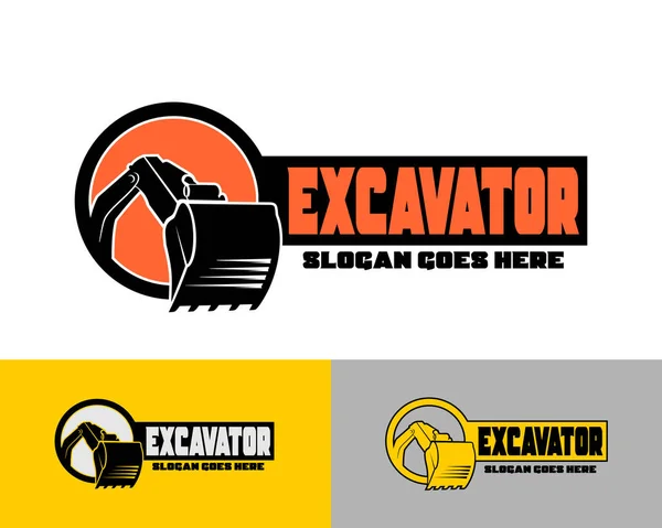 Excavator Silhouette Vector Logo Șablon Construcție Ilustrație Vectorială — Vector de stoc