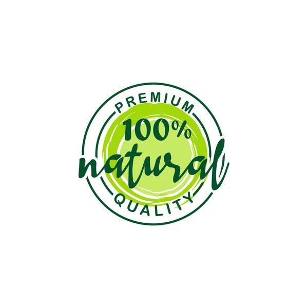 Naturprodukt Schriftzug Logo Etikett Abzeichen Emblem Für Biolebensmittel Produktverpackungen Bauernmarkt — Stockvektor