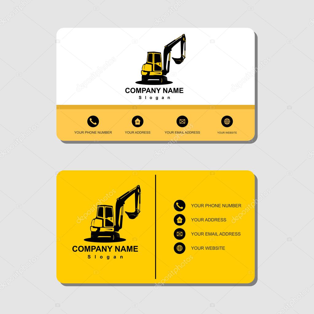 Excavator and business card vector template