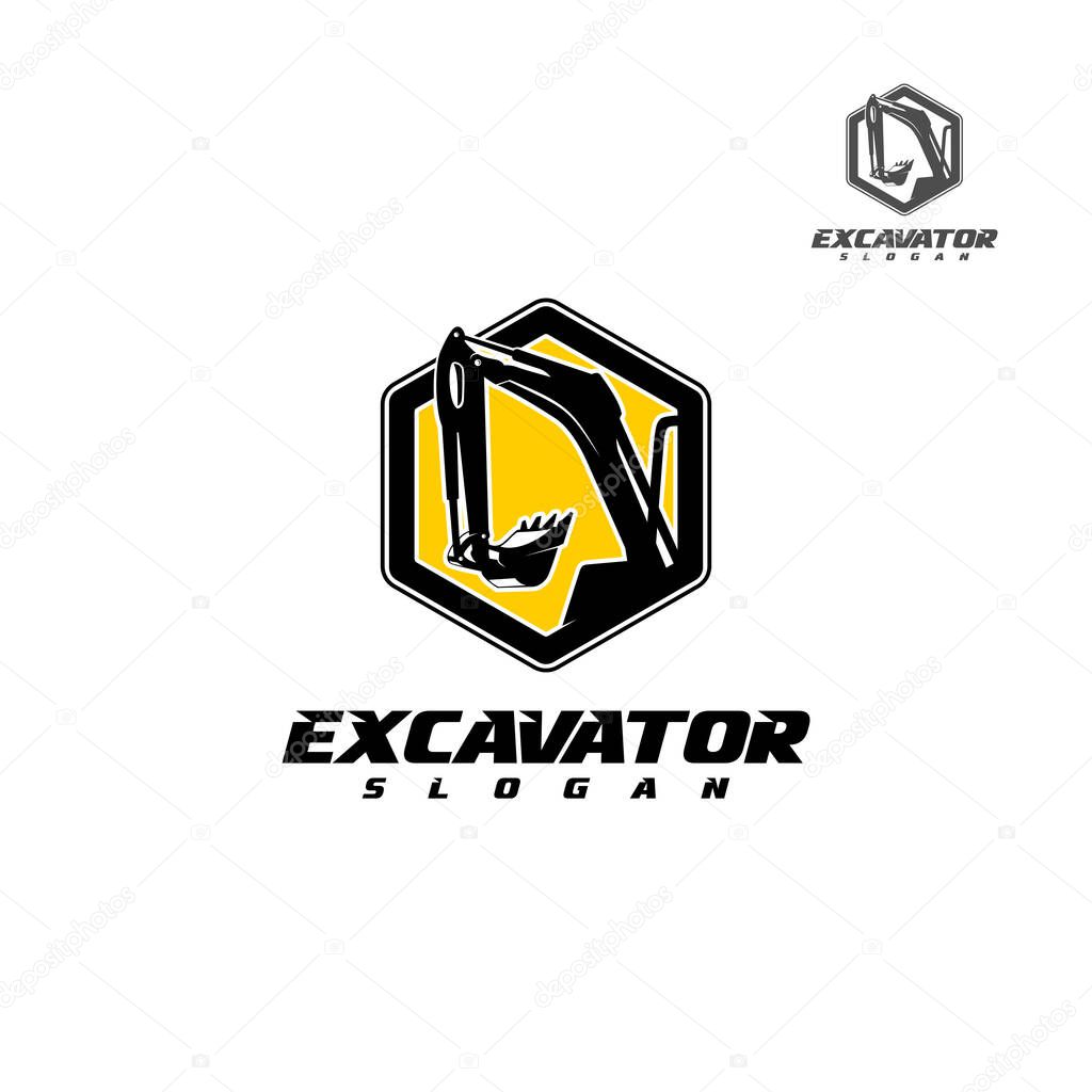 Excavator Silhouette Vector Logo Template. construction, vector illustration