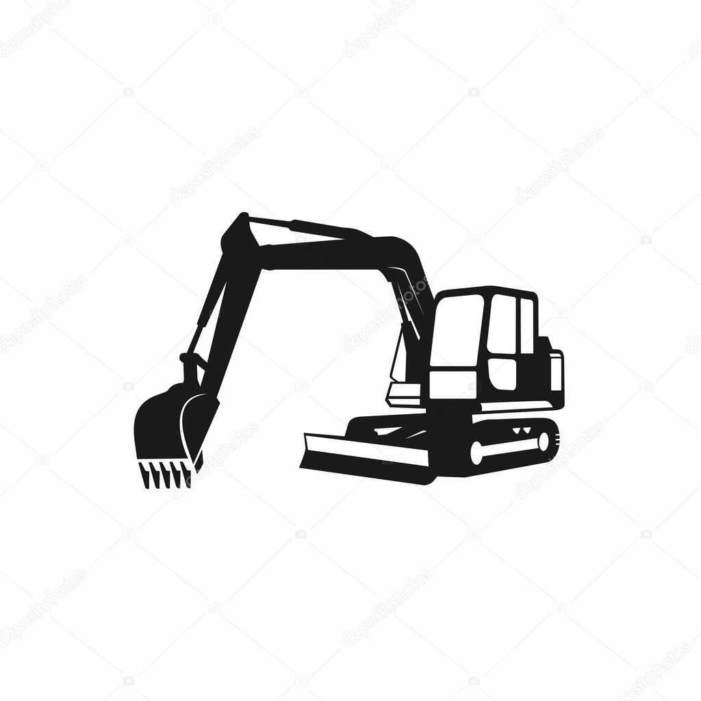 Excavator Silhouette Vector Logo Template. construction, vector illustration