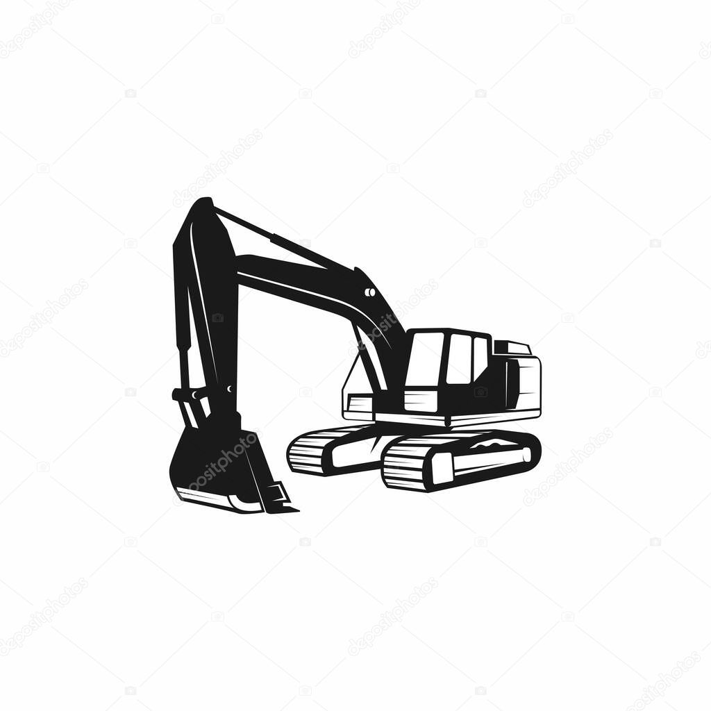 Excavator Silhouette Vector Logo Template. construction, vector illustration
