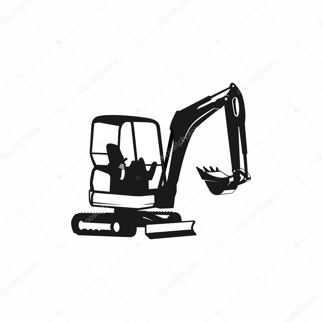 Excavator Silhouette Vector Logo Template. construction, vector illustration