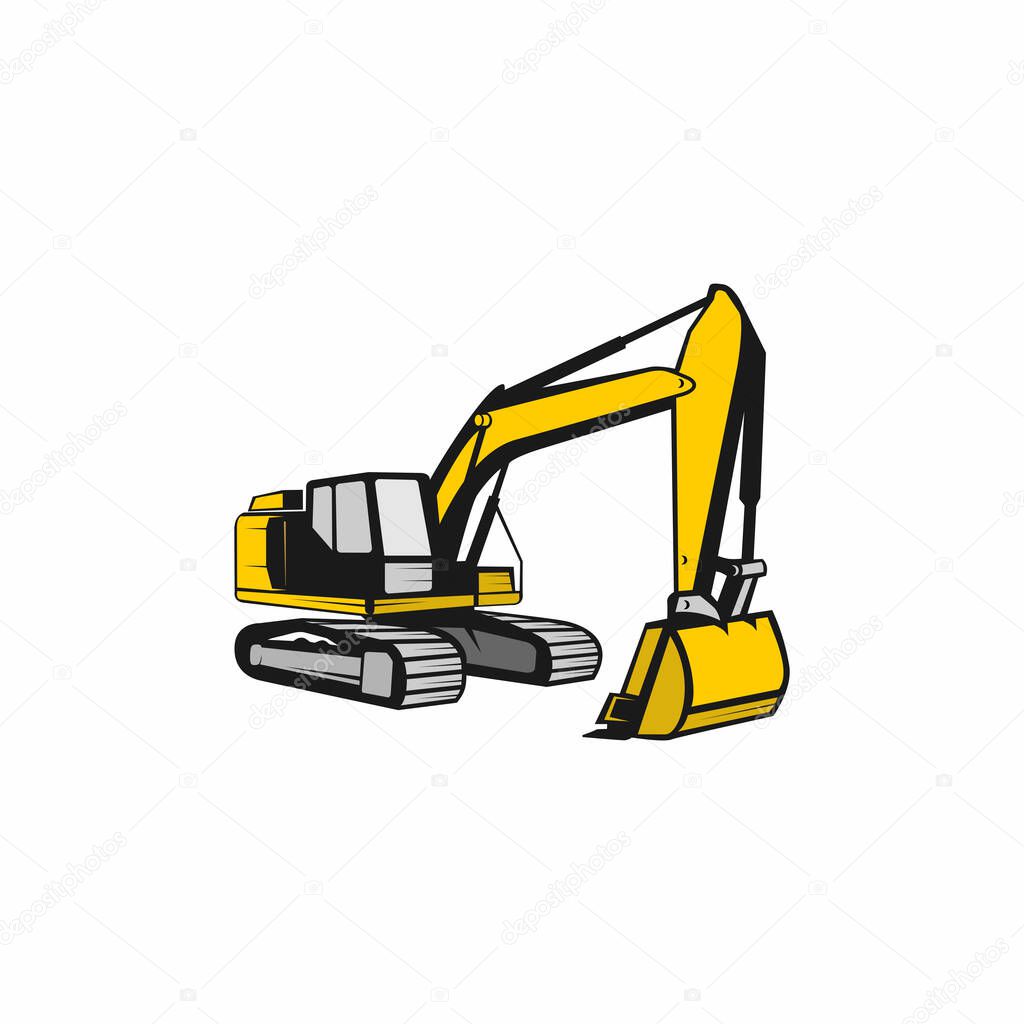 Excavator Silhouette Vector Logo Template. construction, vector illustration