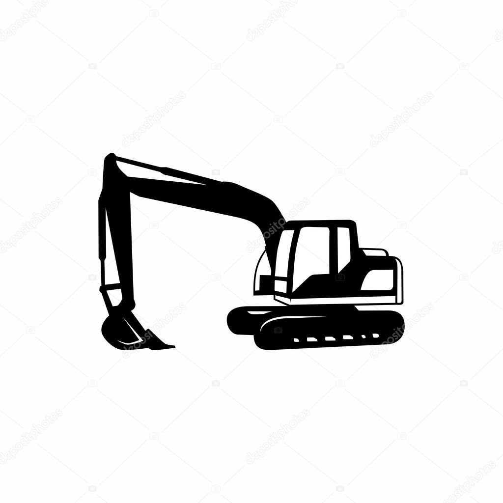 Excavator Silhouette Vector Logo Template. construction, vector illustration
