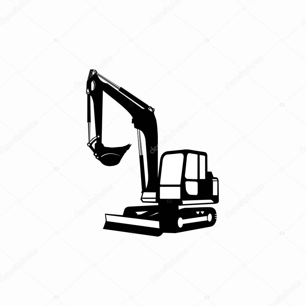 Excavator Silhouette Vector Logo Template. construction, vector illustration