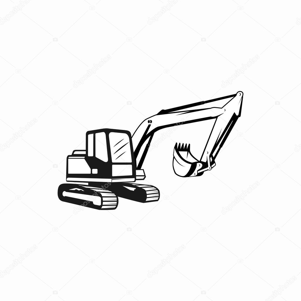 Excavator Silhouette Vector Logo Template. construction, vector illustration