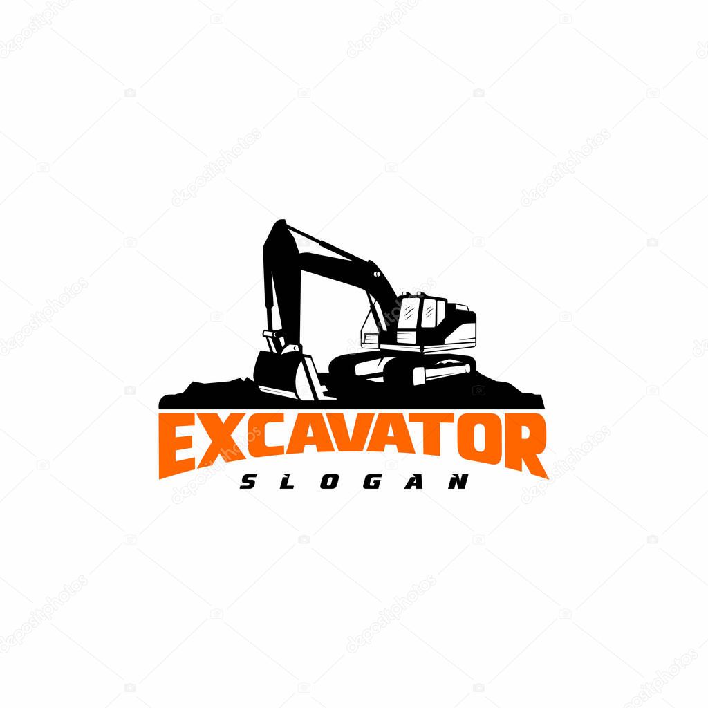 Excavator Silhouette Vector Logo Template. construction, vector illustration