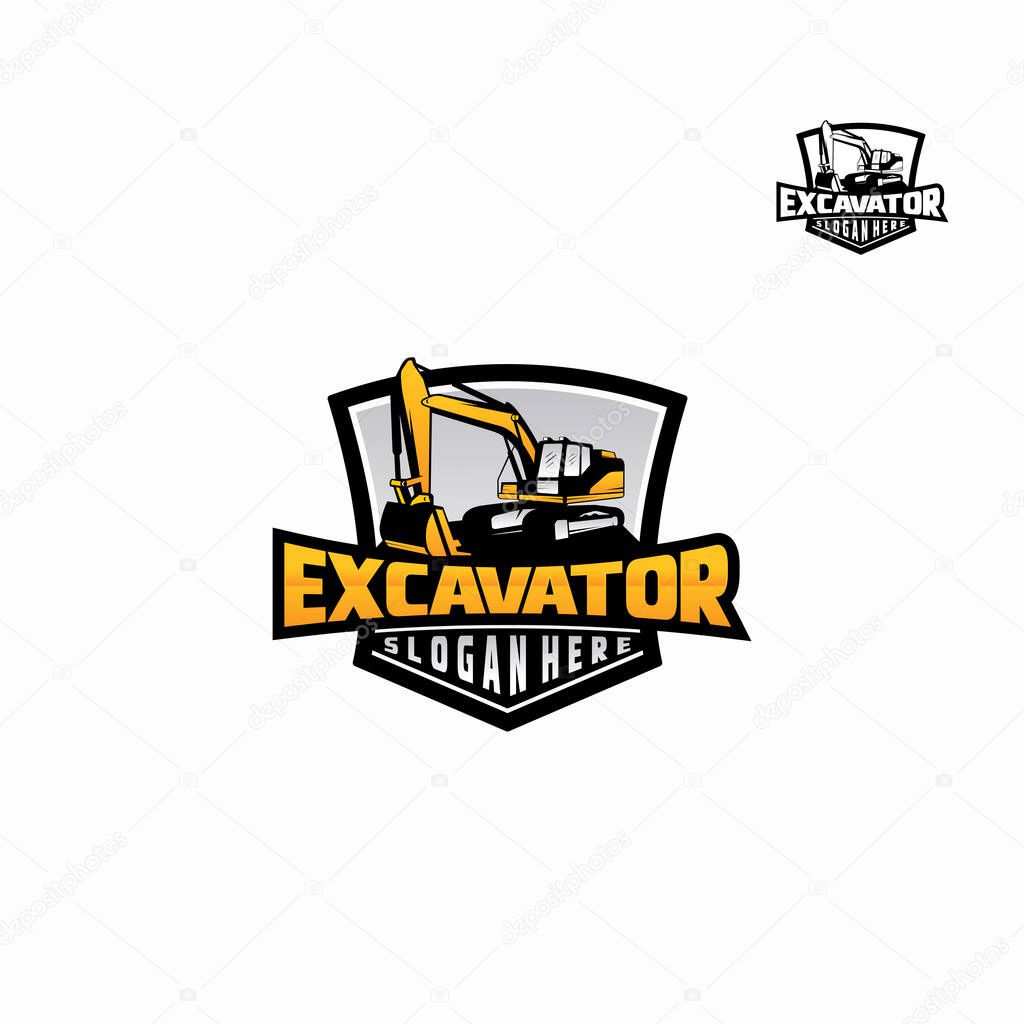 Excavator Silhouette Vector Logo Template. construction, vector illustration