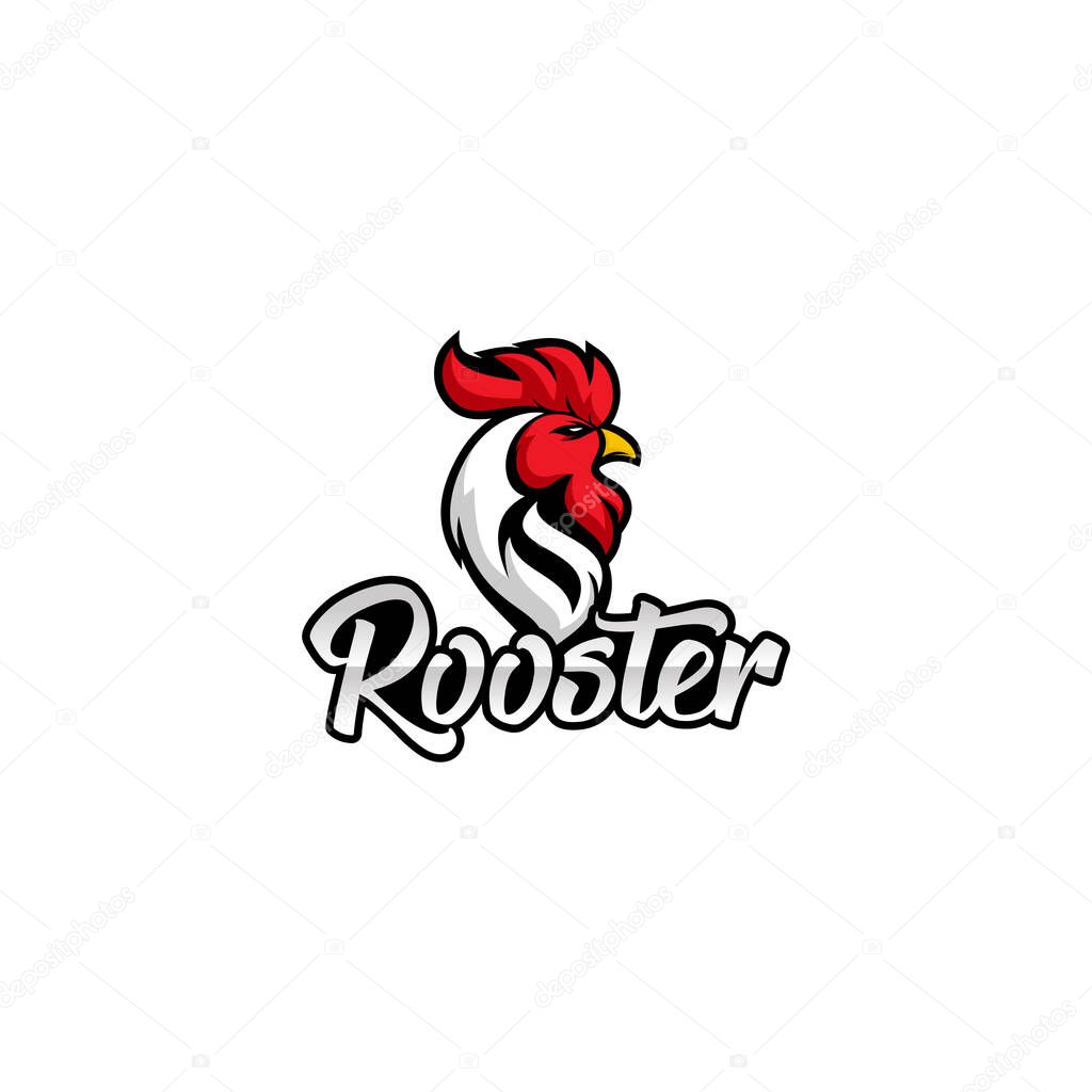 Rooster Logo Designs Template Illustration, Chicken Head Logo Design