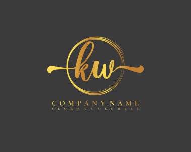 KW İlk el yazısı çember logo vektörü