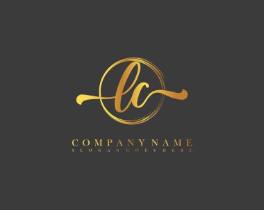 LC İlk el yazısı çember logo vektörü