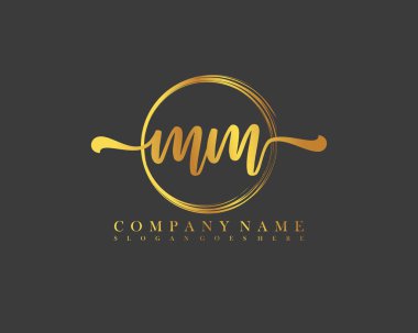 MM İlk el yazısı çember logo vektörü