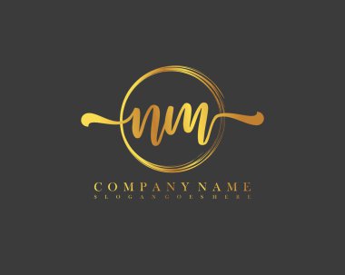 NM İlk el yazısı çember logo vektörü