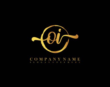 OI İlk el yazısı çember logo vektörü