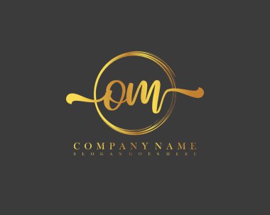 OM İlk el yazısı çember logo vektörü