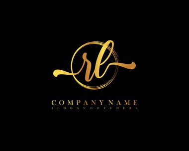 RL Başlangıç el yazısı çember logo vektörü