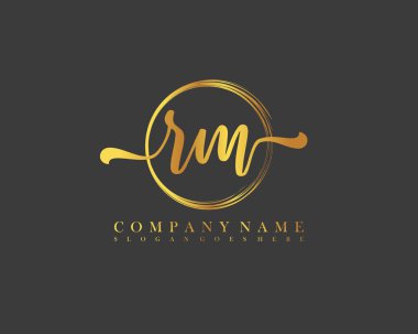 RM İlk el yazısı çember logo vektörü