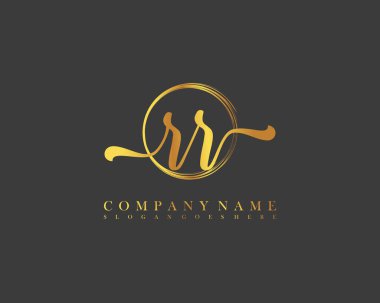 RR İlk el yazısı çember logo vektörü