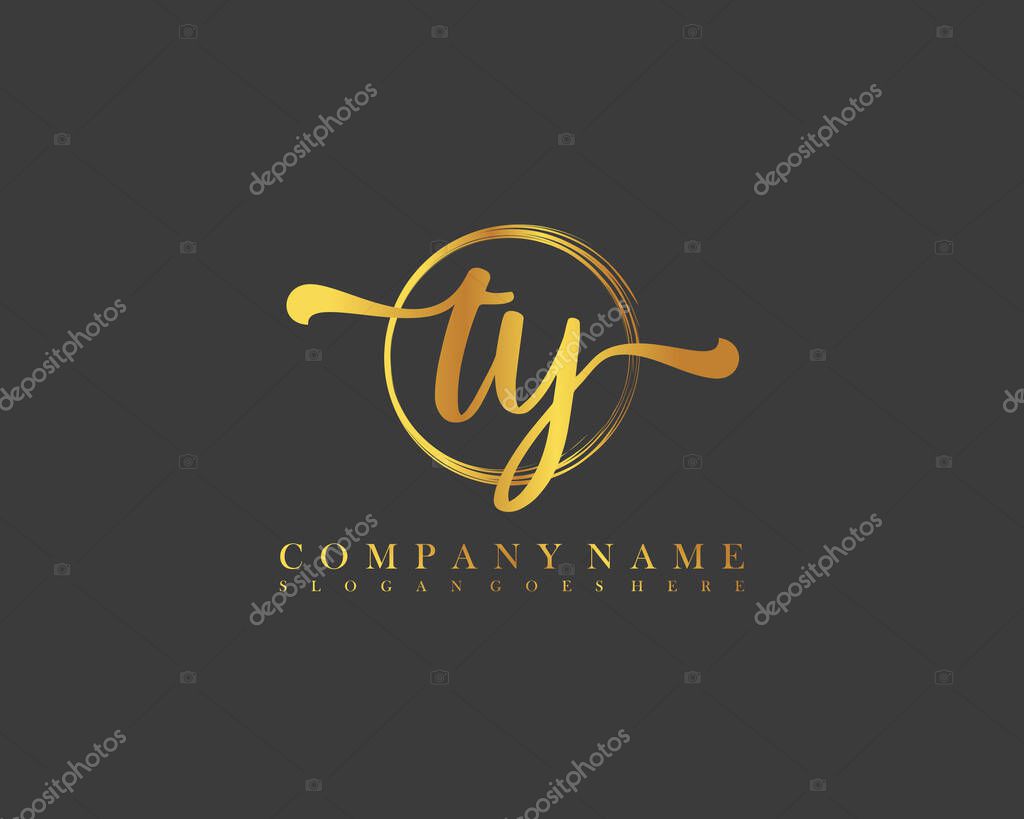 TY Initial handwriting circle logo vector
