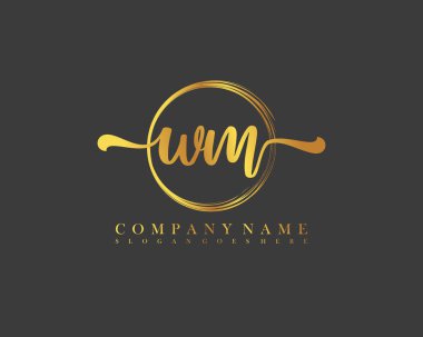 WM İlk el yazısı çember logo vektörü