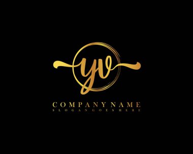 YV İlk el yazısı çember logo vektörü