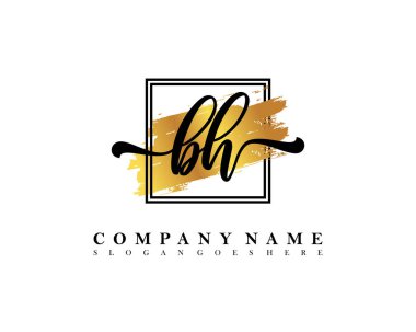 İlk imzalı BH logosu, makyaj, düğün, moda, suluboya fırça darbesi şablonu