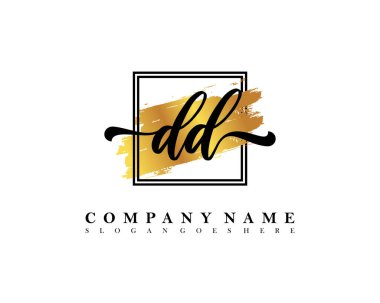 İlk imzalı DD logosu, makyaj, düğün, moda, suluboya fırça darbesi şablonu