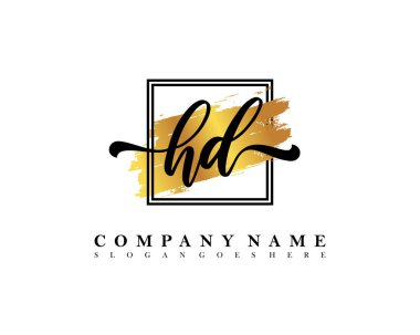 İlk imzalı HD logosu, makyaj, düğün, moda, suluboya fırça darbesi şablonu