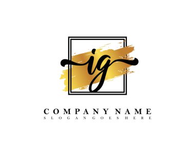 İlk imzalı IG logosu, makyaj, düğün, moda, suluboya fırça darbesi şablonu
