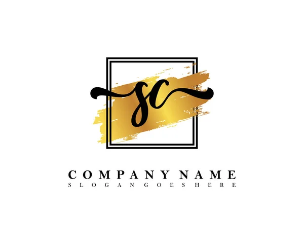 Initial Logo Initial Signature Make Wedding Fashion Watercolor Brush Stroke — Stock Vector