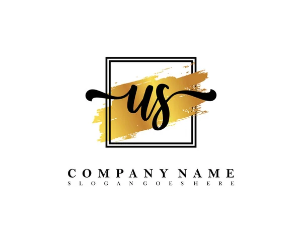 Logo Iniziale Degli Stati Uniti Firma Iniziale Trucco Matrimonio Moda — Vettoriale Stock