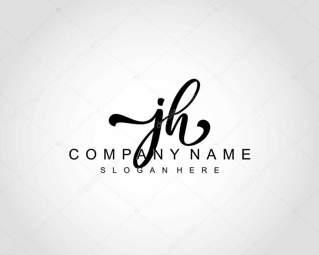 Initial JH logo of initial signature, make up, wedding, fashion, team, luxury logo