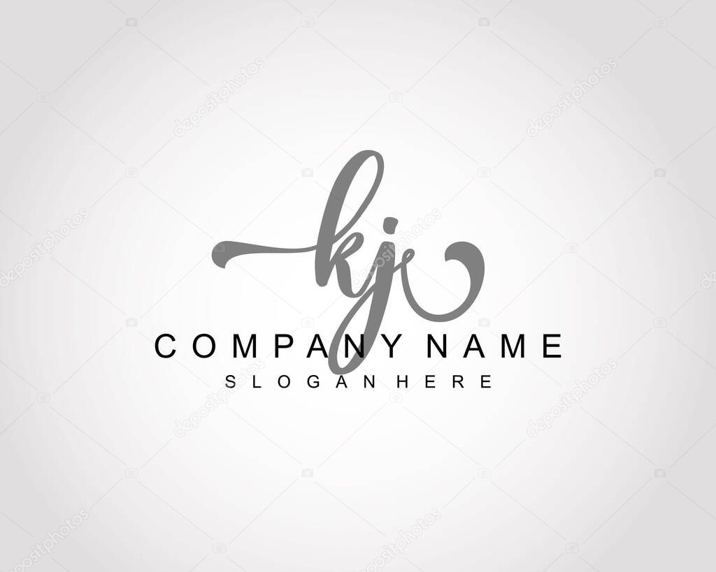 Initial KJ logo of initial signature, make up, wedding, fashion, team, luxury logo