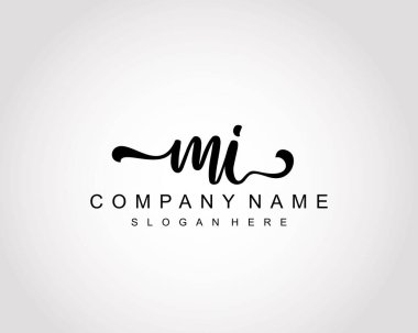 İlk imzalı MI logosu, makyaj, düğün, moda, takım, lüks logo