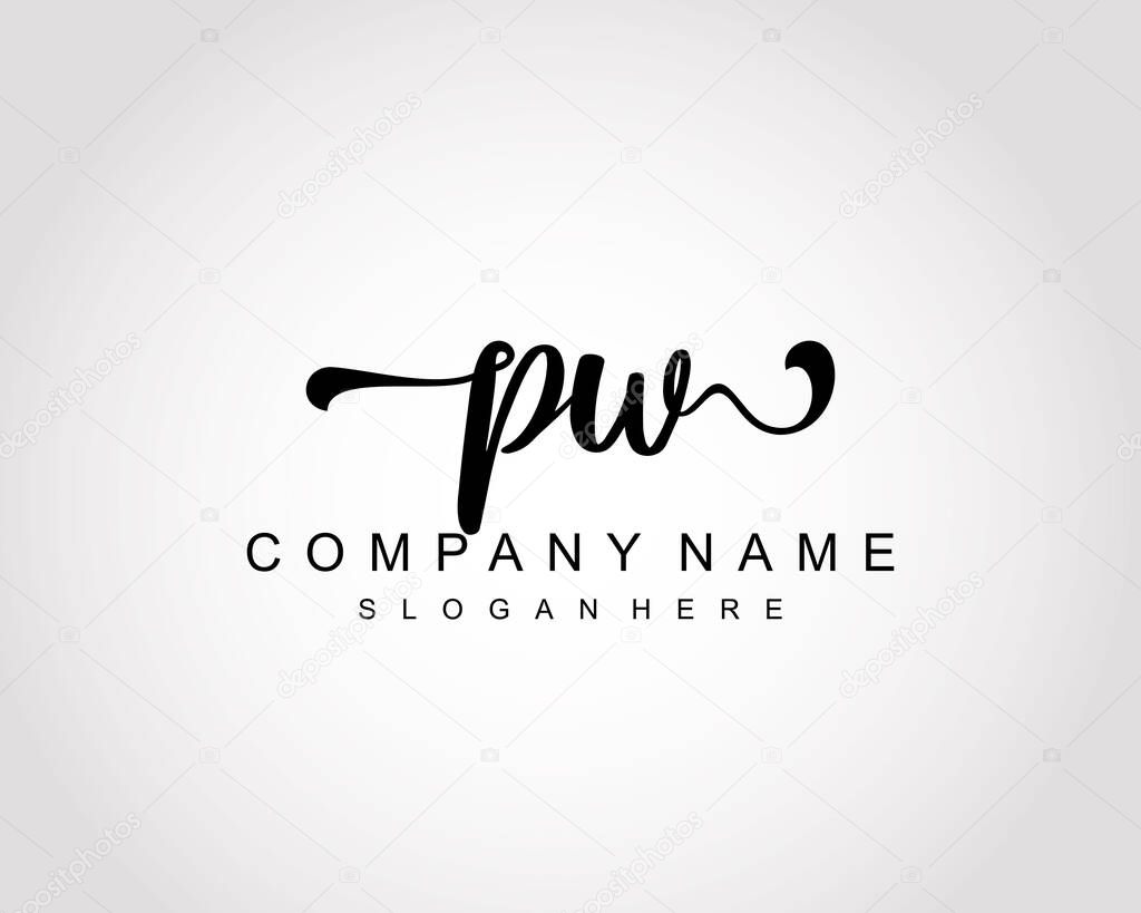 Initial PW logo of initial signature, make up, wedding, fashion, team, luxury logo