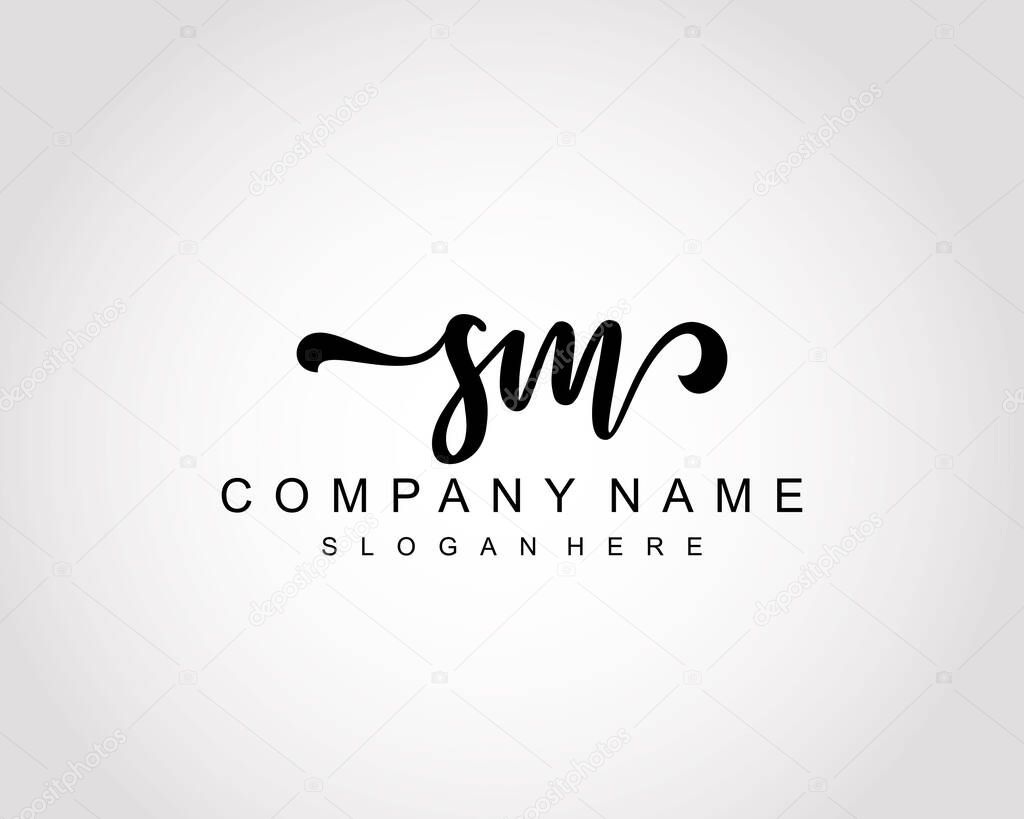Initial SM logo of initial signature, make up, wedding, fashion, team, luxury logo
