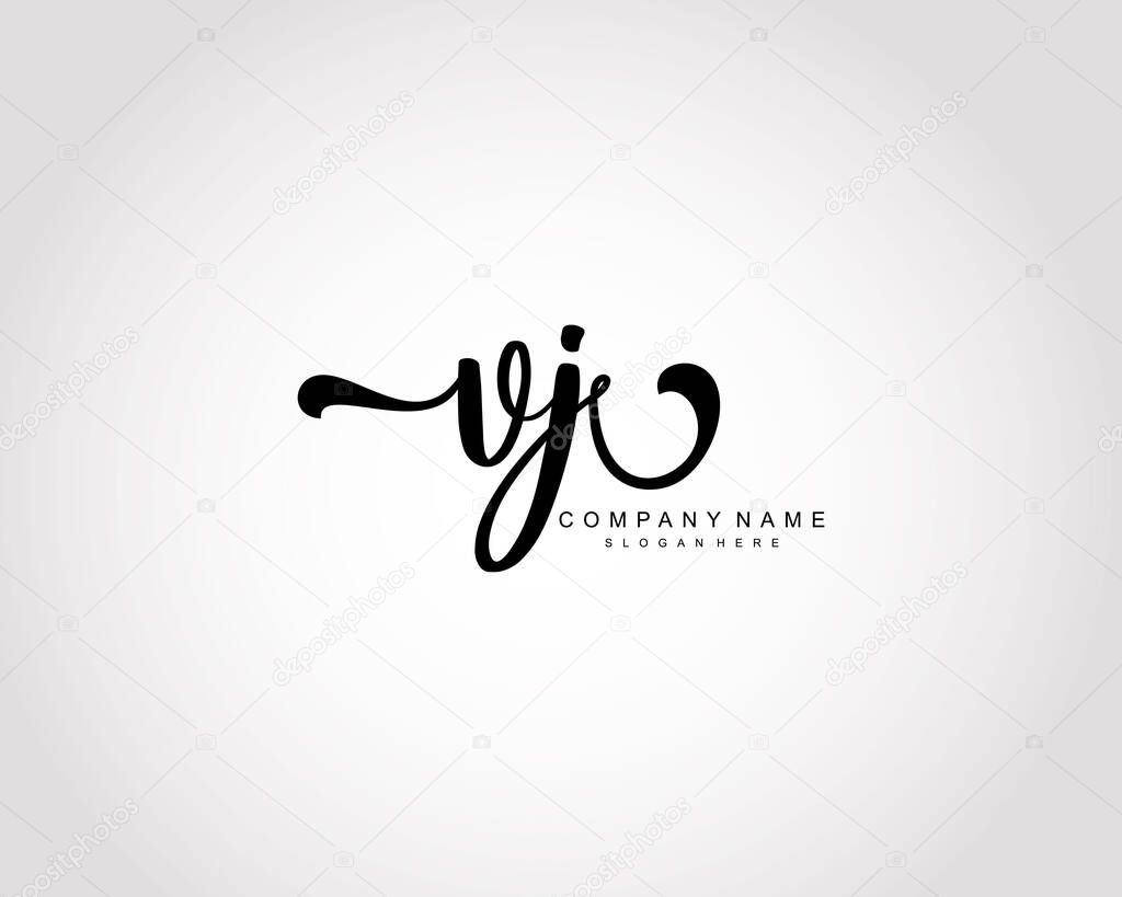 Initial VJ logo of initial signature, make up, wedding, fashion, team, luxury logo