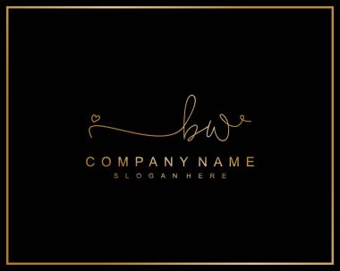 İlk imzalı B.W logosu, makyaj, düğün, moda, takım, lüks logo