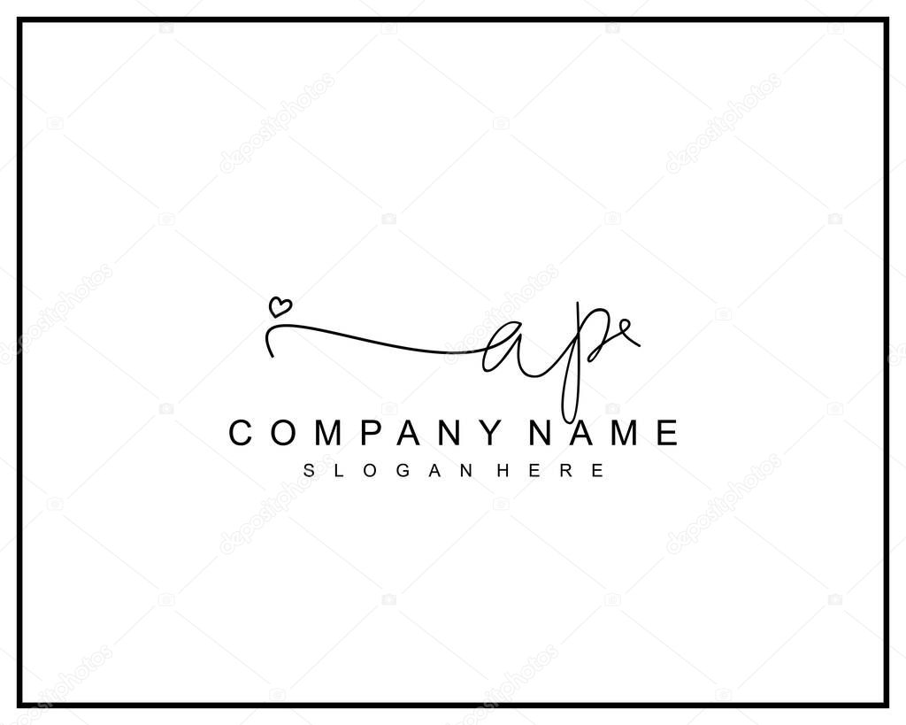Initial AP logo of initial signature, make up, wedding, fashion, team, luxury logo