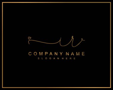 İlk imzalı IR logosu, makyaj, düğün, moda, takım, lüks logo
