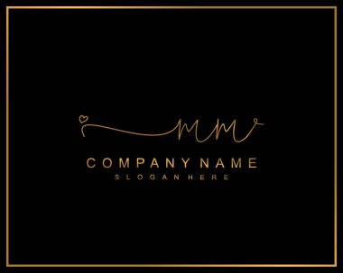 Başlangıç imzalı MM logosu, makyaj, düğün, moda, takım, lüks logo