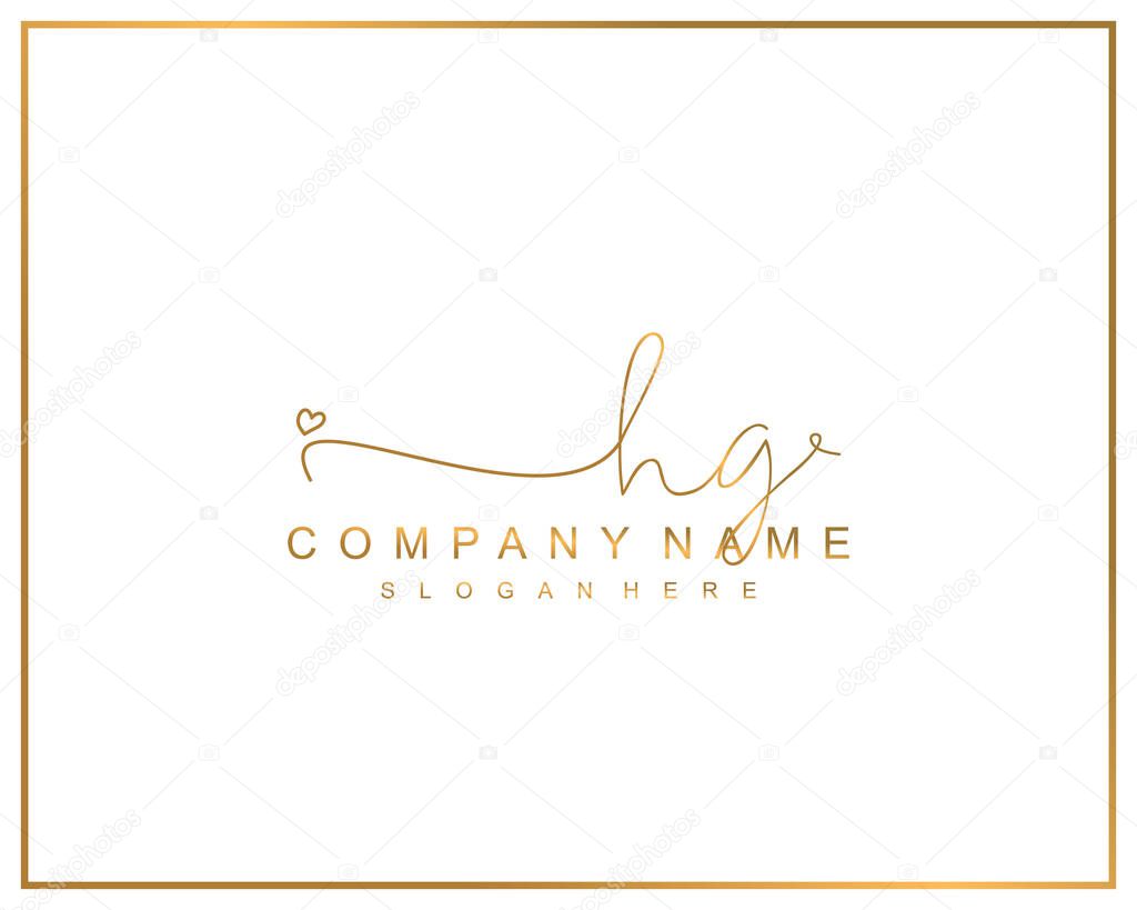 Initial HG logo of initial signature, make up, wedding, fashion, team, luxury logo