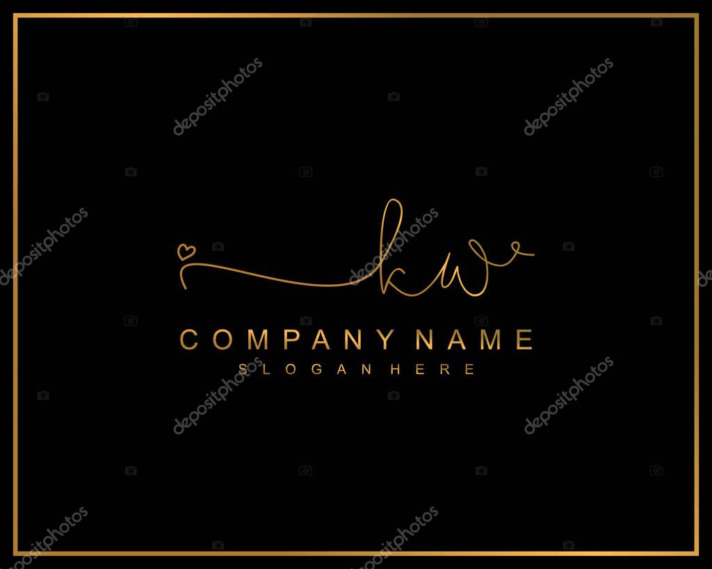 Initial KW logo of initial signature, make up, wedding, fashion, team, luxury logo