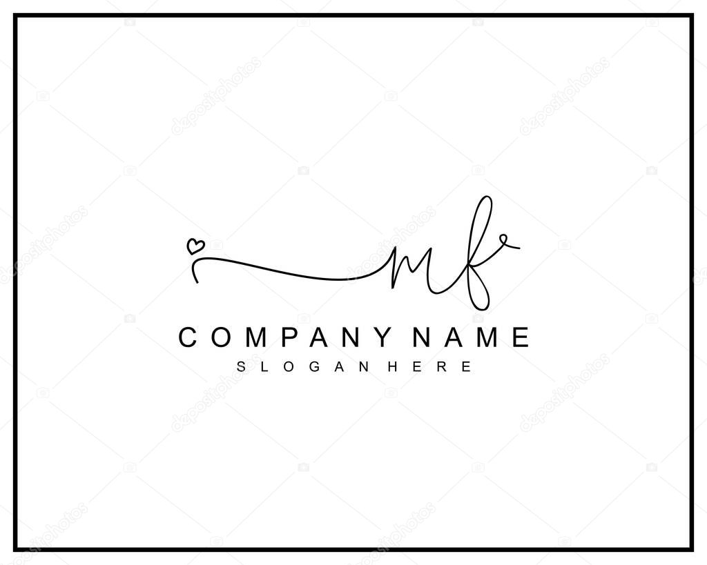 Initial MF logo of initial signature, make up, wedding, fashion, team, luxury logo