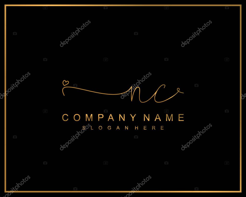Initial NC logo of initial signature, make up, wedding, fashion, team, luxury logo