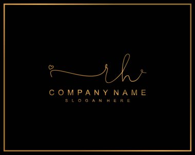 İlk imzalı RH logosu, makyaj, düğün, moda, takım, lüks logo