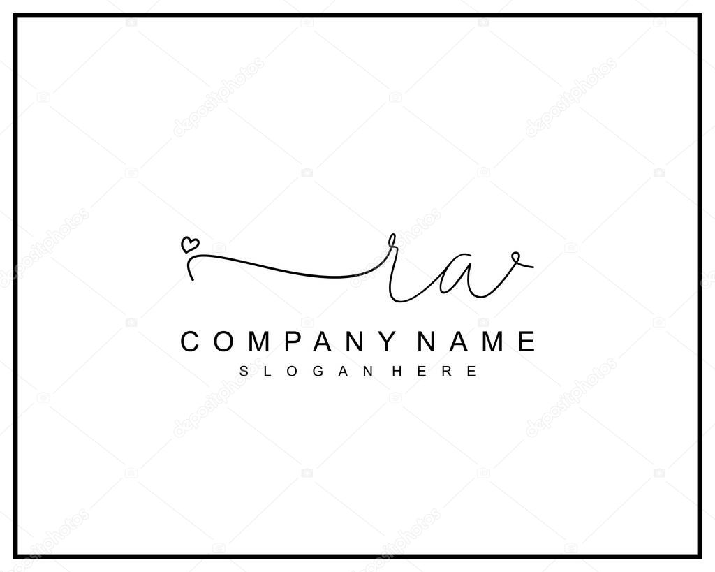 Initial RA logo of initial signature, make up, wedding, fashion, team, luxury logo