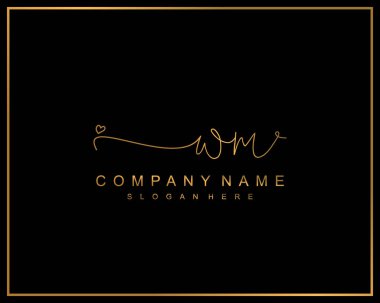 İlk imzalı WM logosu, makyaj, düğün, moda, takım, lüks logo